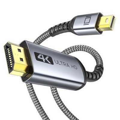 WARRKY 4K Mini DisplayPort auf HDMI Kabel, [2K 60Hz, 1080P@120Hz, Alugehäuse]