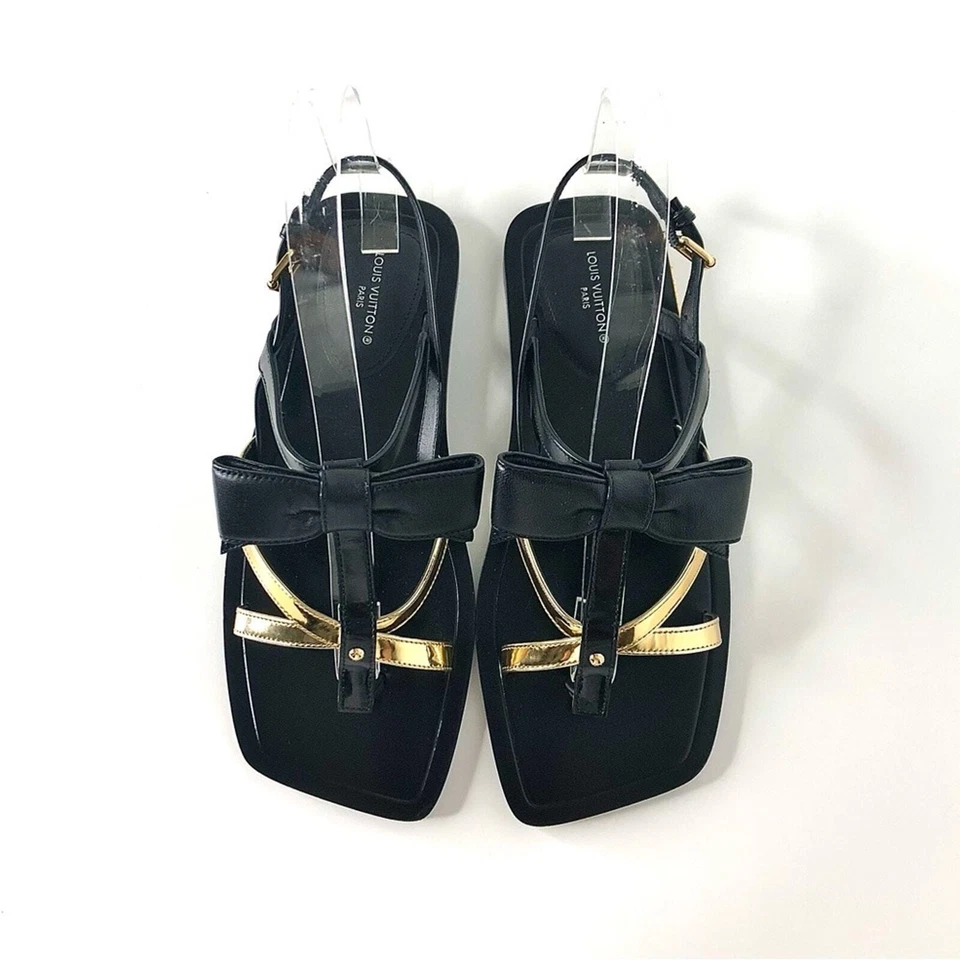 全新路易威登 2021 Fornasetti 蝴蝶结角斗士平底鞋 35 凉鞋 — 第 2/4 张图片