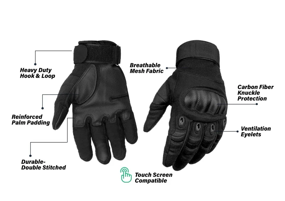 Guantes tácticos dedo completo nudillo duro combate militar caza equipo al aire libre Foto 3 de 4