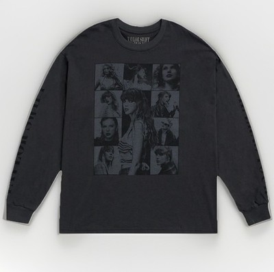 Official TAYLOR SWIFT  The Eras Tour Long Sleeve Black T-Shirt Oversized LARGE