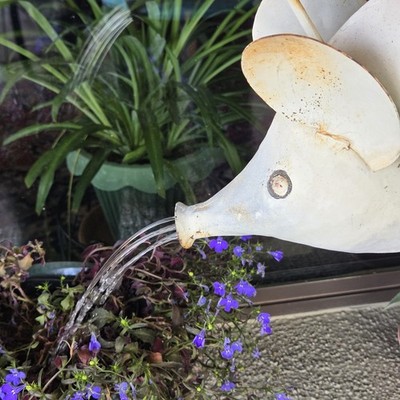 Unique  Handcrafted Mouse Watering Can Welded Metal Handmade Garden Yard Art