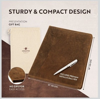Leather Portfolio Professional Organizer Padfolio   Resume Folder with Luxury Pe