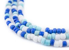 Blue Medley Java Glass Seed Beads 44 Inch Strand 4mm Indonesia