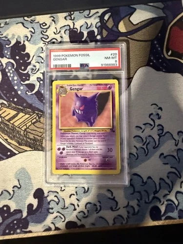 1999 Pokémon Gengar Fossil Card 20/62 Rare Non-Holo PSA 8 NM Mint