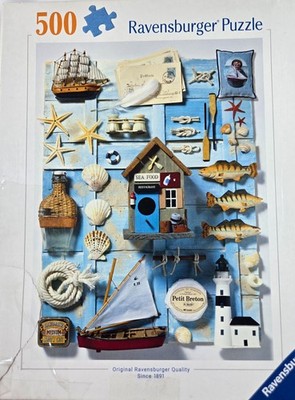 Ravensburger Maritime Fair 500 pc Jigsaw Puzzle Sailboat Lighthouse Starfish