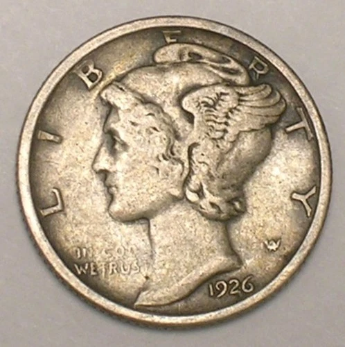 1926 D Mercury Winged Head Dime 10 Cents Silver Coin VF