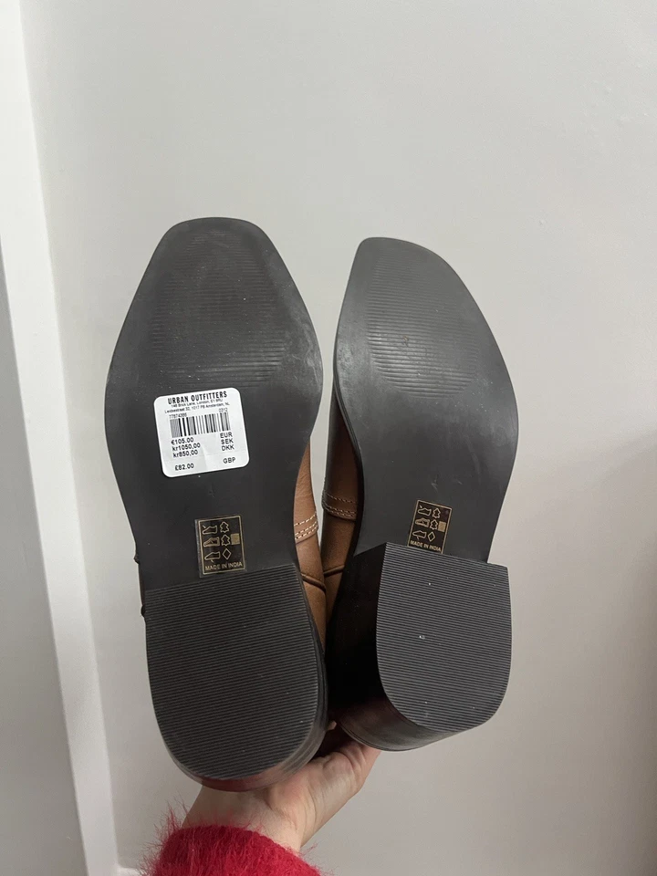 Urban Outfitters Cowboy Tan Dallas Western Leather Boots Western In Brown UK 4 - Image 4 of 4