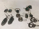 Vtg Sterling Silver Earring & Ring Lot Dangle Stones Purple Green Pink 925