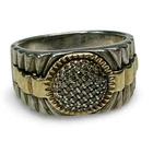 Vintage 10K Gold and Sterling Diamond Cluster Ring