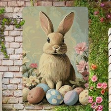 2D bunny metal sign Easter Celebrations Bunny Decorative Metal Sign Home Decor