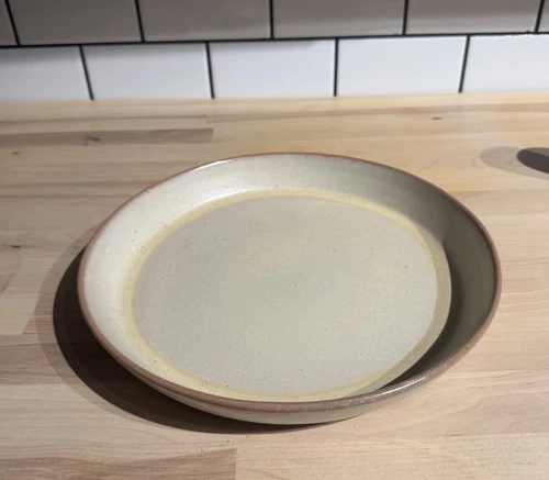 Vintage Frankoma Pottery Desert Beige Brown Serving Dish Pie Dessert Plate EUC