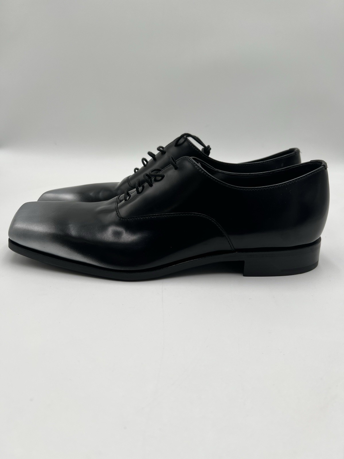 Men’s Prada Nuanced Brushed Leather Lace-UpShoes Black Silver Size 9.5UK thumbnail 3