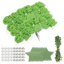 504pcs Foam Rose Heads 1.5-2.5 cm for DIY Crafts Accessories, Green