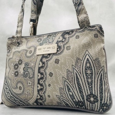 ETRO Paisley Shoulder Bag Handbag 2way Crossbody Top Handle Multi-Color Pattern