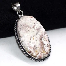 925 Silver Plated Mexican Laguna Lace Ethnic Pendant Jewelry Size 2.2" GW