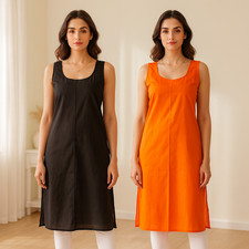 2 Pack Women  s Cotton Inner Slip Full Length Long Camisole Underslip Under Dress