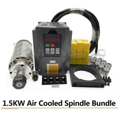 1.5KW Air Cooled Spindle VFD 110V/220V with 11 or 16 Collets+Clamp Mount+Wire