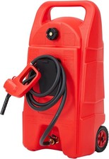 15-Gal Heavy Duty Fuel Caddy Gas Diesel Tank w/ Pump, 8" Wheels Portable HDPE