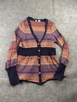 Moth Anthropologie Fiamma Button Front Cardigan Sweater Womens Small Chevron 00s