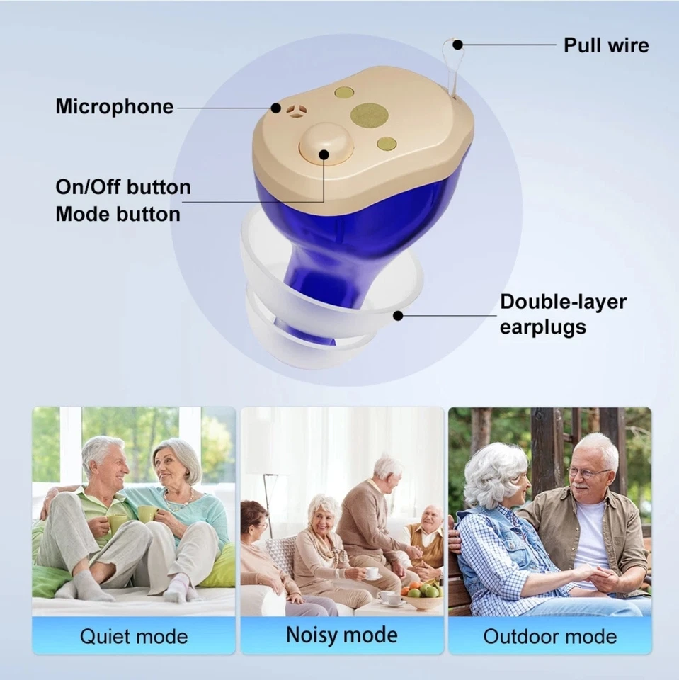TWO MINI IN EAR CIC HEARING AMPLIFIER LEFT/RIGHT  EAR 3 PROGRAMS/ MODES USA - Image 3 of 4
