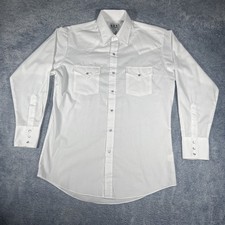 Ely Cattleman Long Sleeve Pearl Snap Button Up Shirt Men's 15.5 33 White Pockets