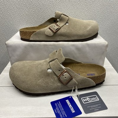 Birkenstock Unisex Size M9 W11 EU42 Boston BS Soft Footbed Clogs Taupe Suede