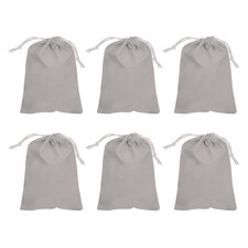 6Pcs Velvet Drawstring Bags, 9x7 Inch Soft Gift Bags Jewelry Pouches, Gray