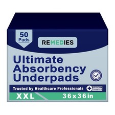 Disposable 36"x36" Super Absorbent Bed Pads for Adults, Seniors, Kids, 50 Count