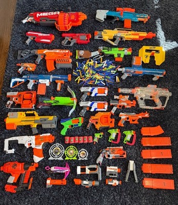 Huge lot of NERF guns & bullets, magazines accessories 