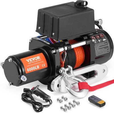 VEVOR Electric Winch 6000 lb 12V DC Synthetic Rope IP55