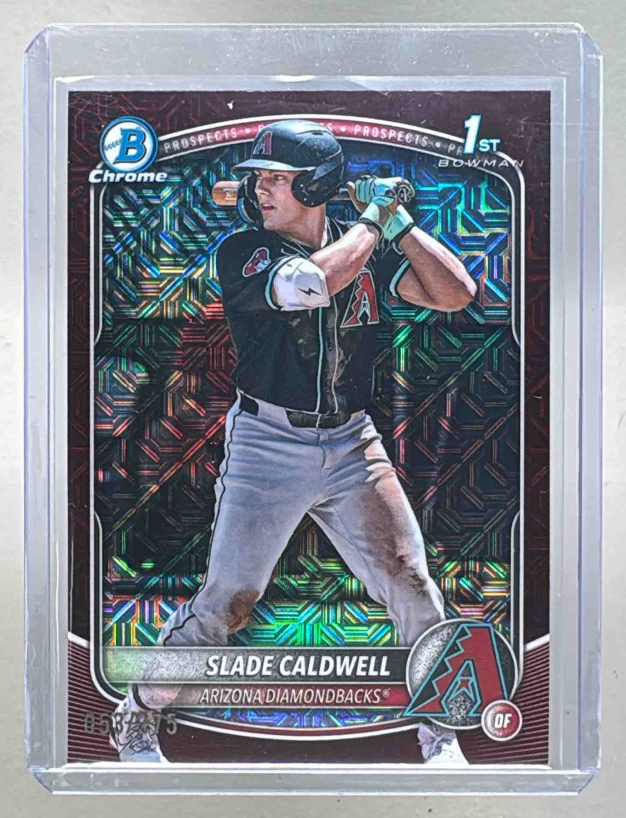 Slade Caldwell 2025 Bowman #BCP-21 Burgundy Mega Refractor Chrome 1st RC /275