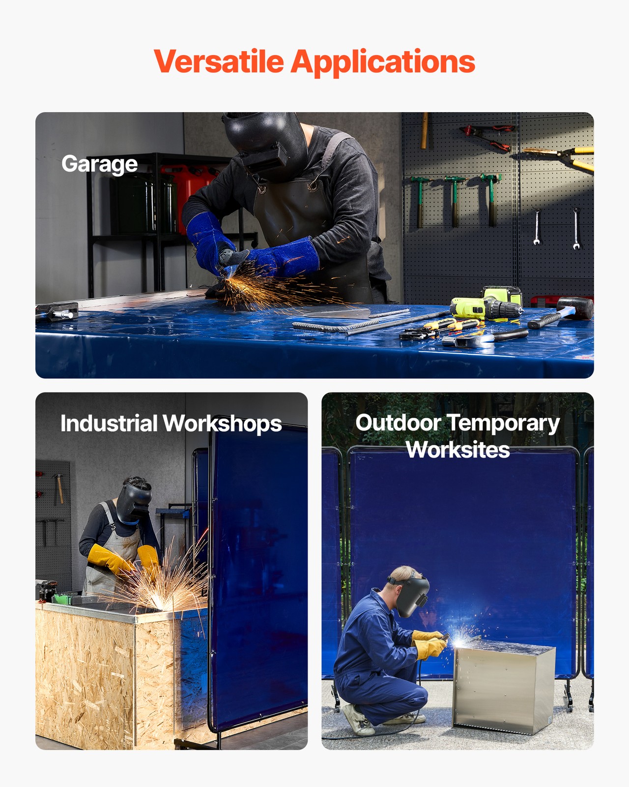 VEVOR Welding Screen with Frame 6 x 6 FT Flame-Resistant Vinyl Welding Curtain