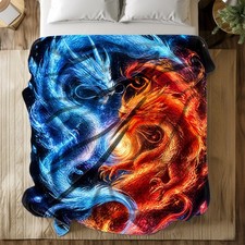 Fire And Ice Dragons Coral Fleece Bla...