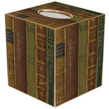 Marye-Kelley, "Old Book Spines" Facial Tissue Cubed Box Cover, New