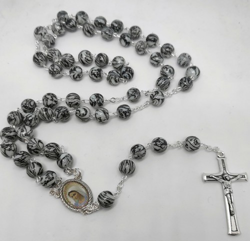 Rosario Católico Gris Mujer Hombre Rosarios de Medjugorje 19.8 inc + Caja de Regalo - Imagen 3 de 6