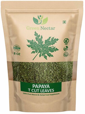 Papaya Leaf Tea 8 Oz(Crushed, Dried, 8 OZ), Dried from Fresh Green Leaves