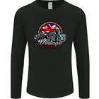 British Motorcycle Union Jack Flag Biker Chopper Mens Long Sleeve T-Shirt