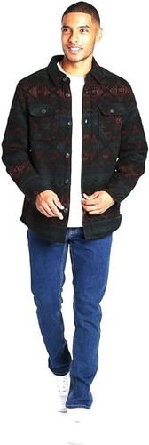 Chaqueta Camisa de Franela Forrada Sherpa Mezcla de Lana Jachs Para Hombre Negra XXL Nueva con Etiquetas - Imagen 2 de 4