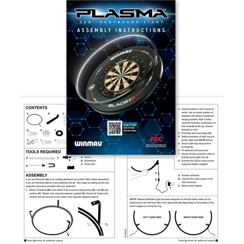 Winmau Plasma Dartboard Surround Light & Pro-line Original Black Surround Bundle - Bild 14 von 14
