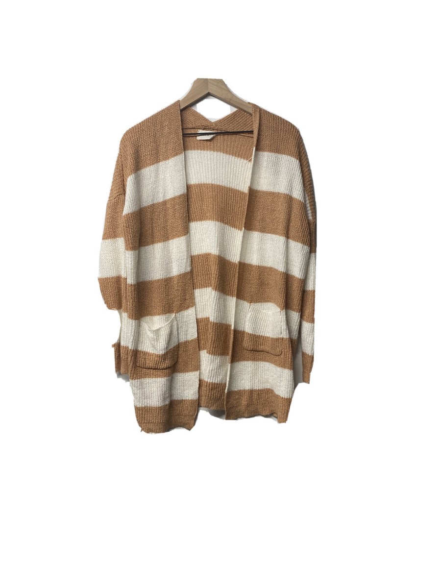 Dreamers striped sweater cardigan knitted large tang and beige