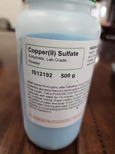 Copper (ll) Sulfate Lab Grade Powder Innovating Science 500 Grams