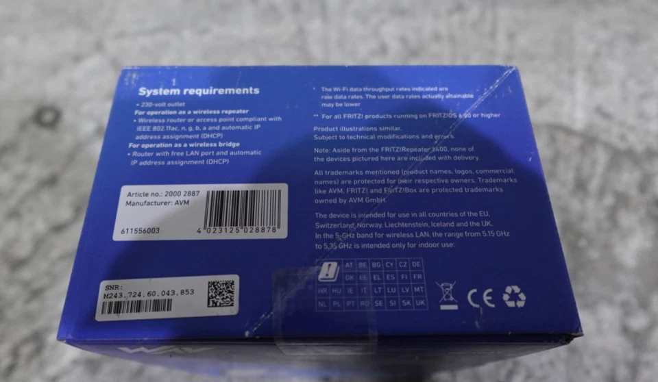 AVM FRITZ!Repeater 2400 Dualband Repeater AC/N WLAN Mesh 5 GHz 2333 Mbit/s  - Image 3 of 3