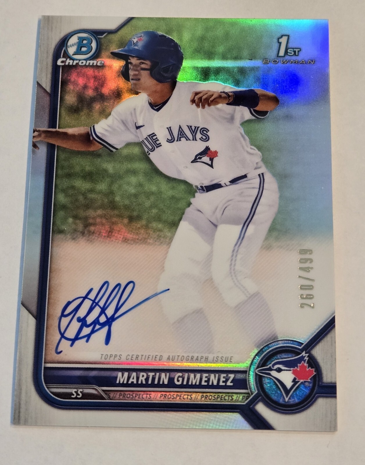 2022 Bowman - Chrome Prospect Autographs Refractor #CPA-MGZ Martin Gimenez /499
