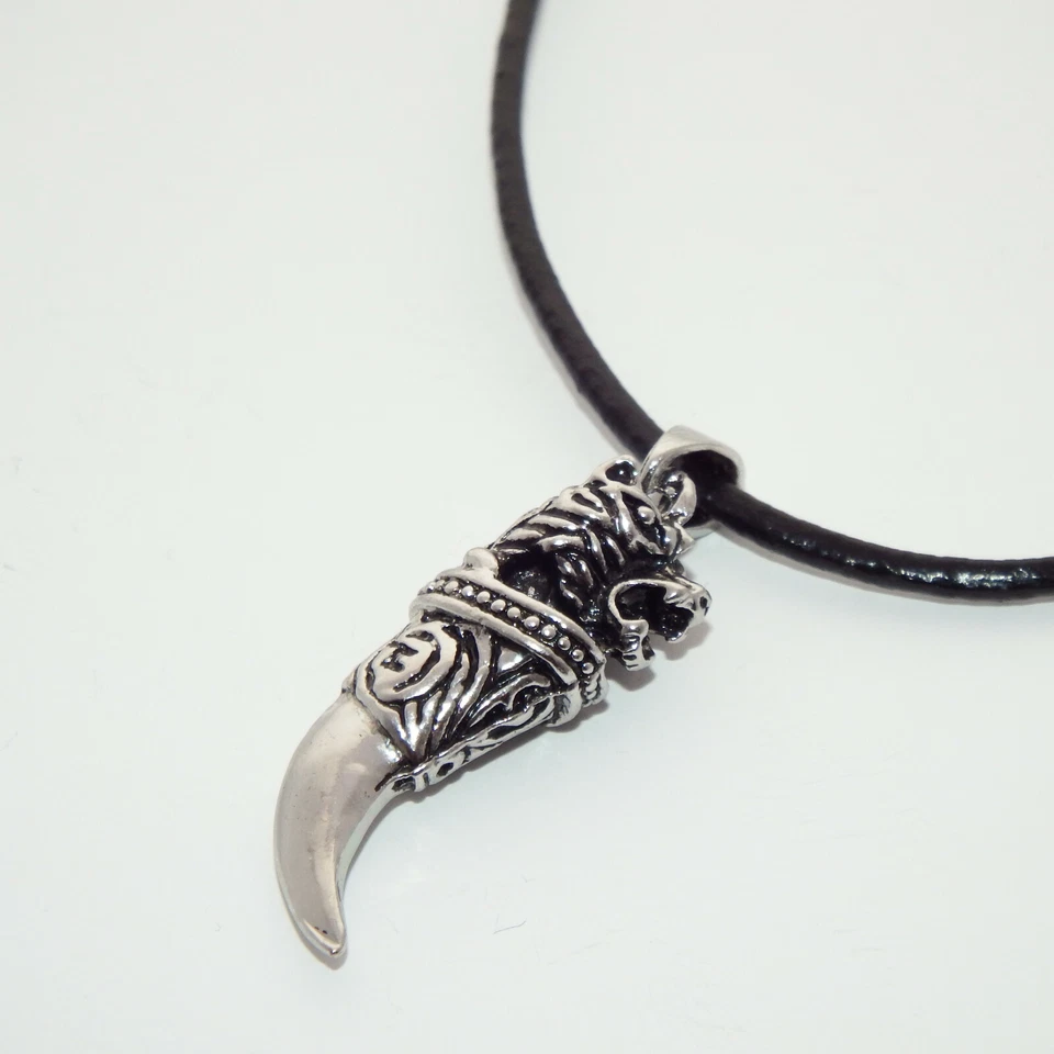 Anhänger Zahn Tigerkopf Wolfszahn Kralle Haifisch Edelstahl Schmuck Kette  - Bild 4 von 4