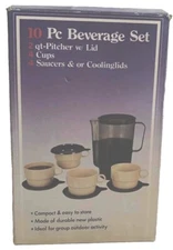 Vintage New In Box 10 Piece Beverage Set Stacking Portable with Pitcher