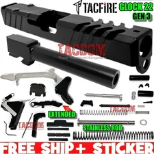 TACFIRE RMR Fluted SLIDE + BLACK Barrel + Upper Lower Parts for GL0CK 22 Gen 3