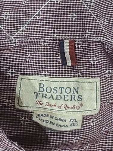BOSTON TRADERS Men's Long Sleeve Button Down Maroon with Design Shirt size XXL - Picture 6 of 8