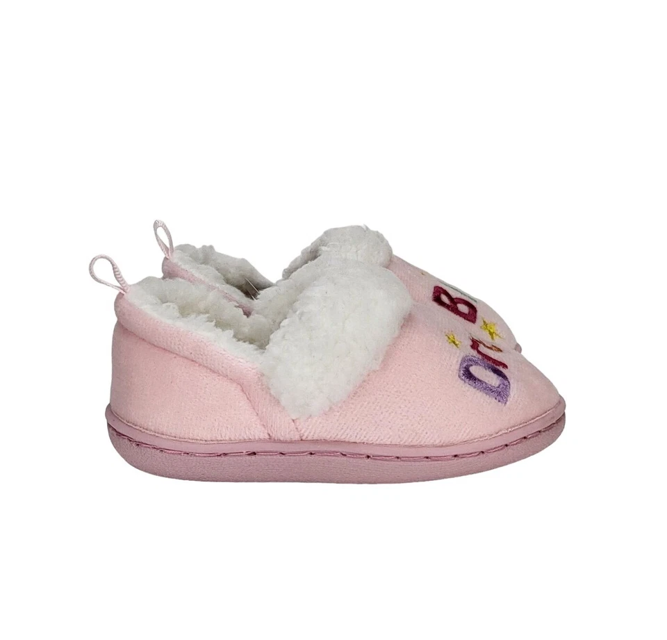 Chinelos de Pelúcia Girls Dream Big Rosa e Branco - Wonder Nation - Criança Tamanho 5 - Imagem 4 de 4
