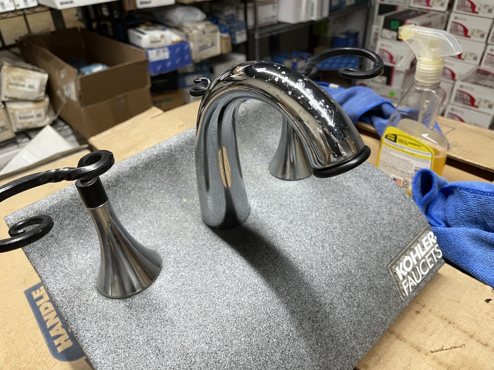 KOHLER K6104WT4 Finial Art Widespread Lavatory Faucet, wrought swirl