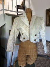 Vtg Sheila De Vries Holland Designer 1980s Quilted White Short Tuxedo Jacket S